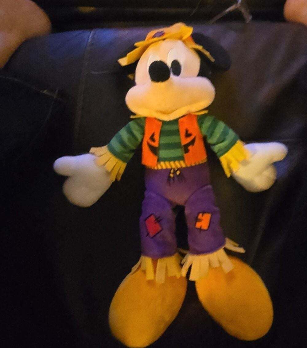 Disney Store Mickey Mouse Scarecrow Halloween Plush